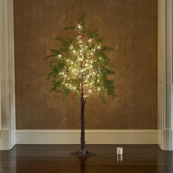 Birchlitland LED Cadar Tree 4FT 90L Warm White Fairy Lights, Lighted Tree NEW - Picture 1 of 9